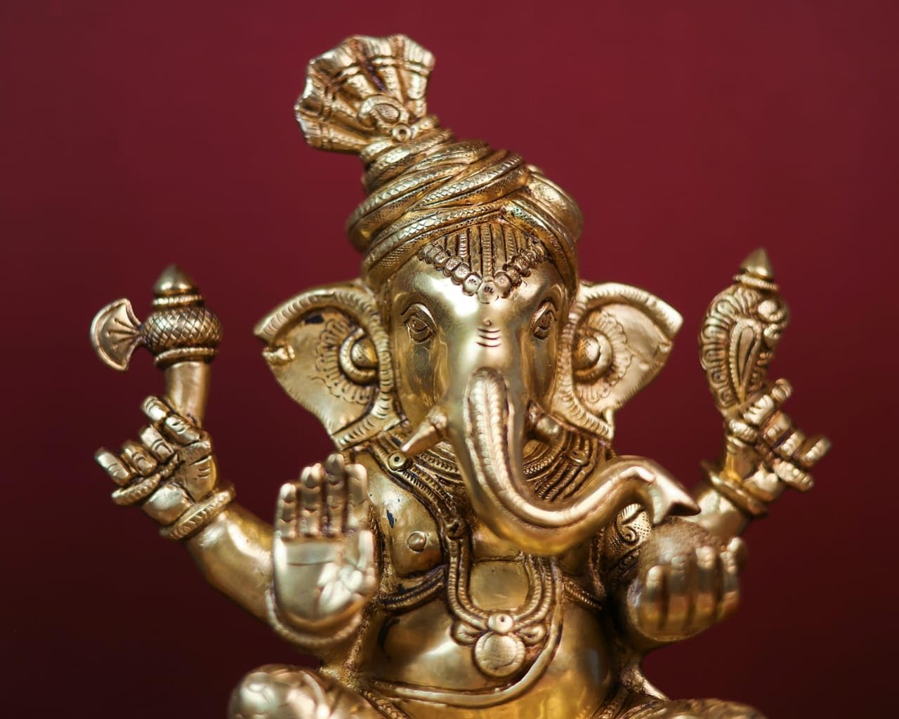 Mridaya Brass Ganesha Statue | 29 Cm Big Size Brass Ganesh Statue | Housewarming Gift | Hindu Wedding Gift | Elephant God Statue